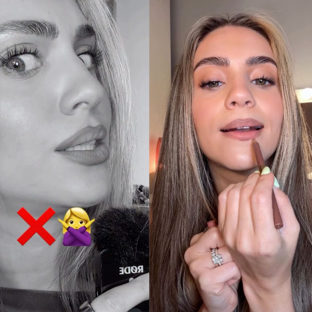 Γυναίκα βάφει τα χείλη της