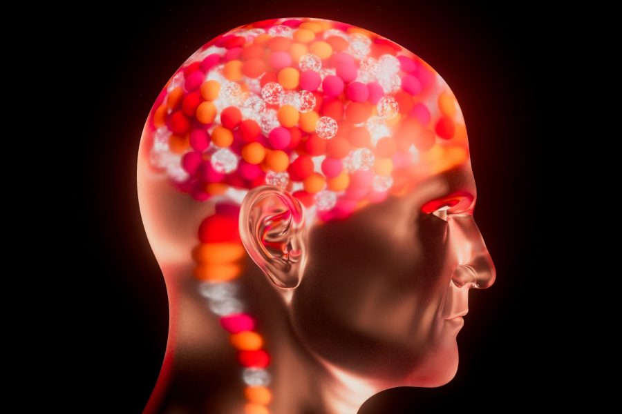 Κεφάλι ανθρώπου με φωτεινά χρωματιστά σημάδια