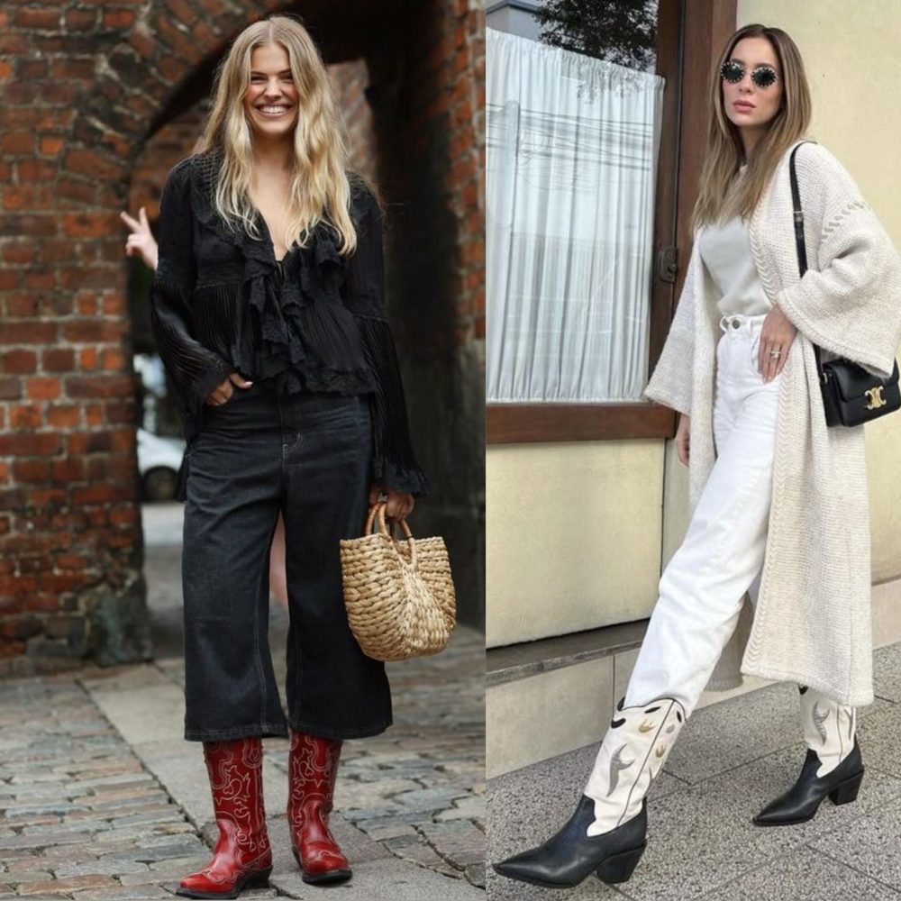 Γυναίκες με διαφορετικά σύνολα και καουμπόικες μπότες