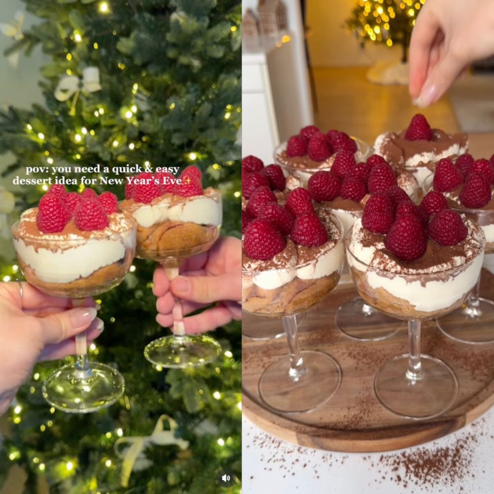 Γλυκό με σμέουρα σε γυάλινο ποτήρι